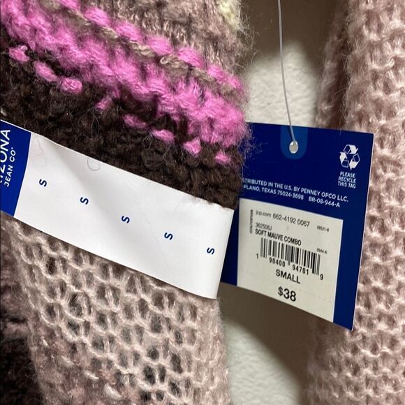 Arizona Jean Co Colorblock Cropped Fuzzy Knit Sweater – Mauve Combo | Size Small - Picture 5 of 11